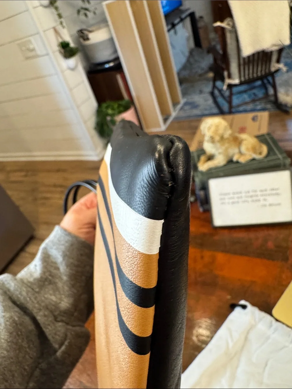 Thacker New York Tan and Black Stripe Crossbody Bag Clutch